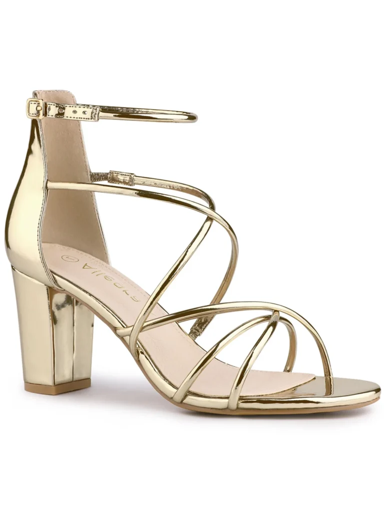 strappy heels block heel for women